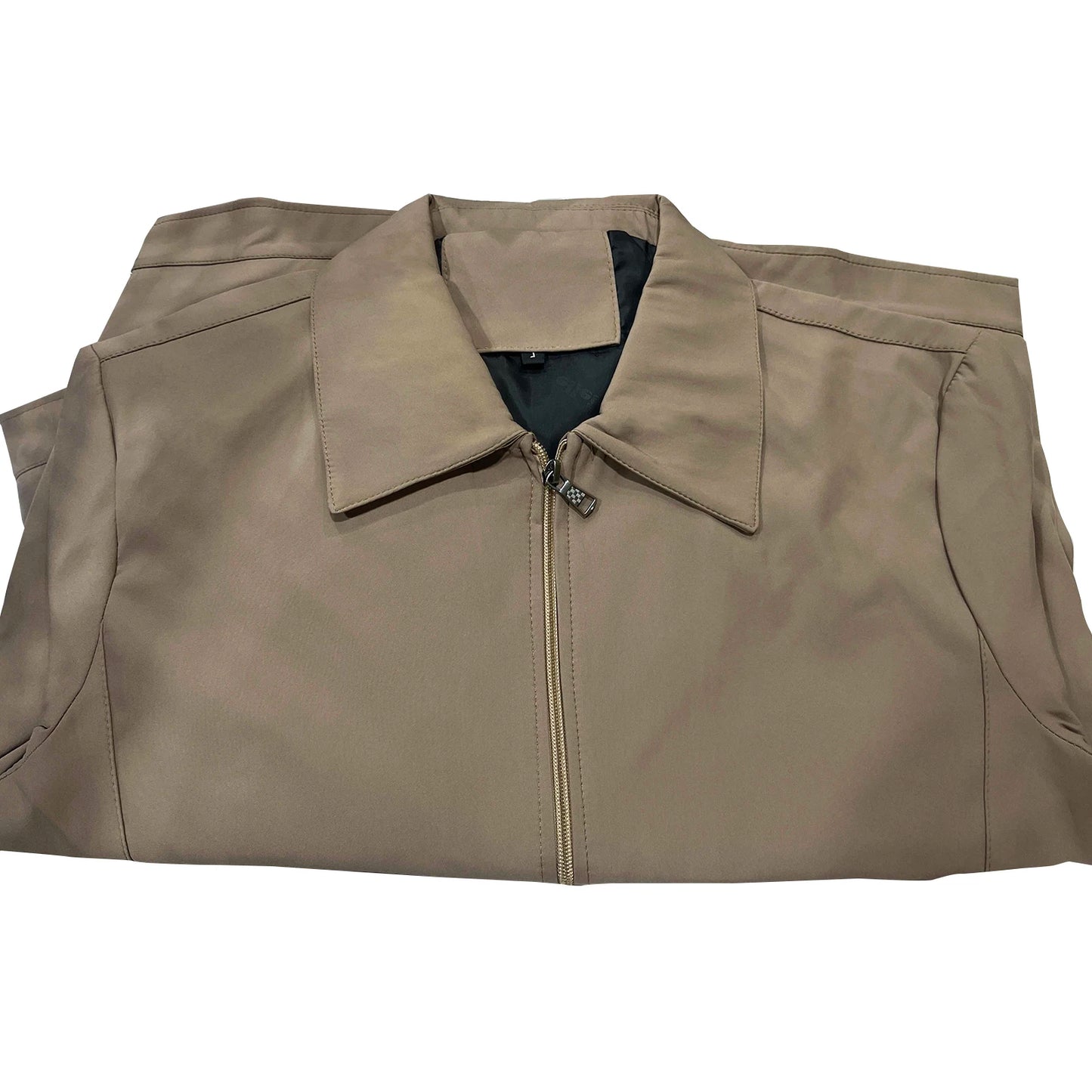 Chaqueta elegante para hombre de mediana edad con solapa y bolsillos con cierre de cremallera para negocios formales o ropa informal en primavera y otoño.