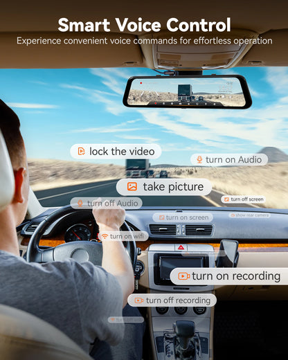 WOLFBOX G850 PRO 4K WIFI Mirror Dash Cam with ADAS and BSD 5.8GHz WiFi  Voice Control Car DVR  Rearview Mirror 12inch