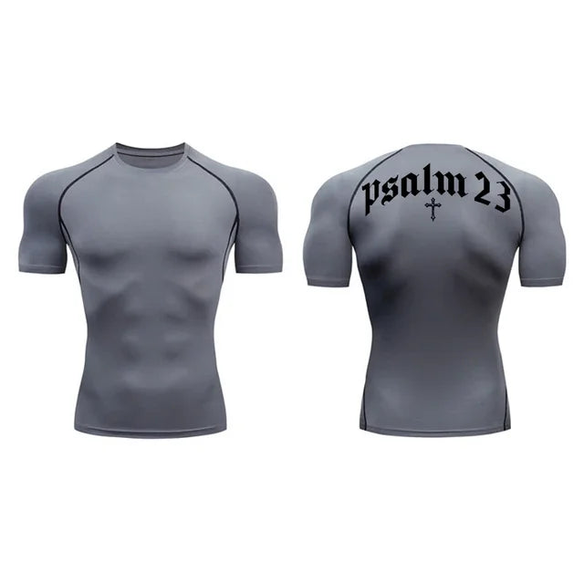 T-shirt de secagem rápida com estampa cruzada, top esportivo masculino, treino de ginástica, camisa de compressão fitness, manga curta, S a 3XL, 2022, 23