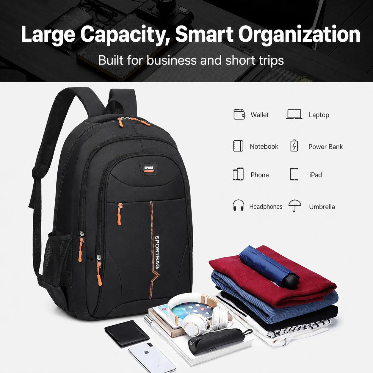 15.6 Inch Laptop Backpack Water-Resistant Daily Use Backpack Laptop Backpack Multi-Compartment For Traveling Trekking Day