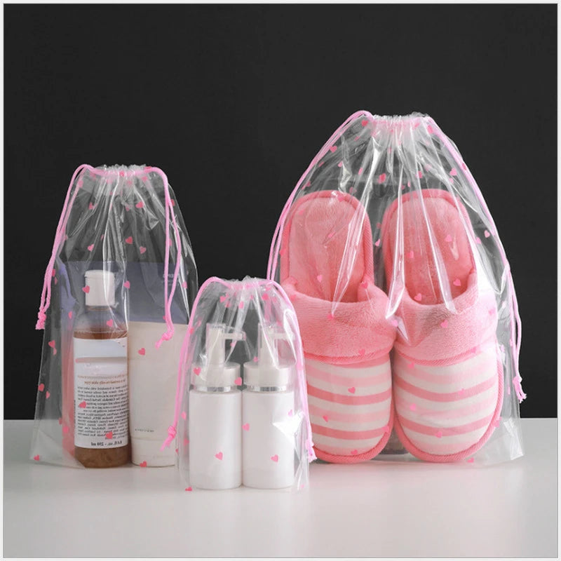 Clear Waterproof Travel Makeup Bag Cosmetic Organizer Drawstring Storage Bag Toiletry Bag