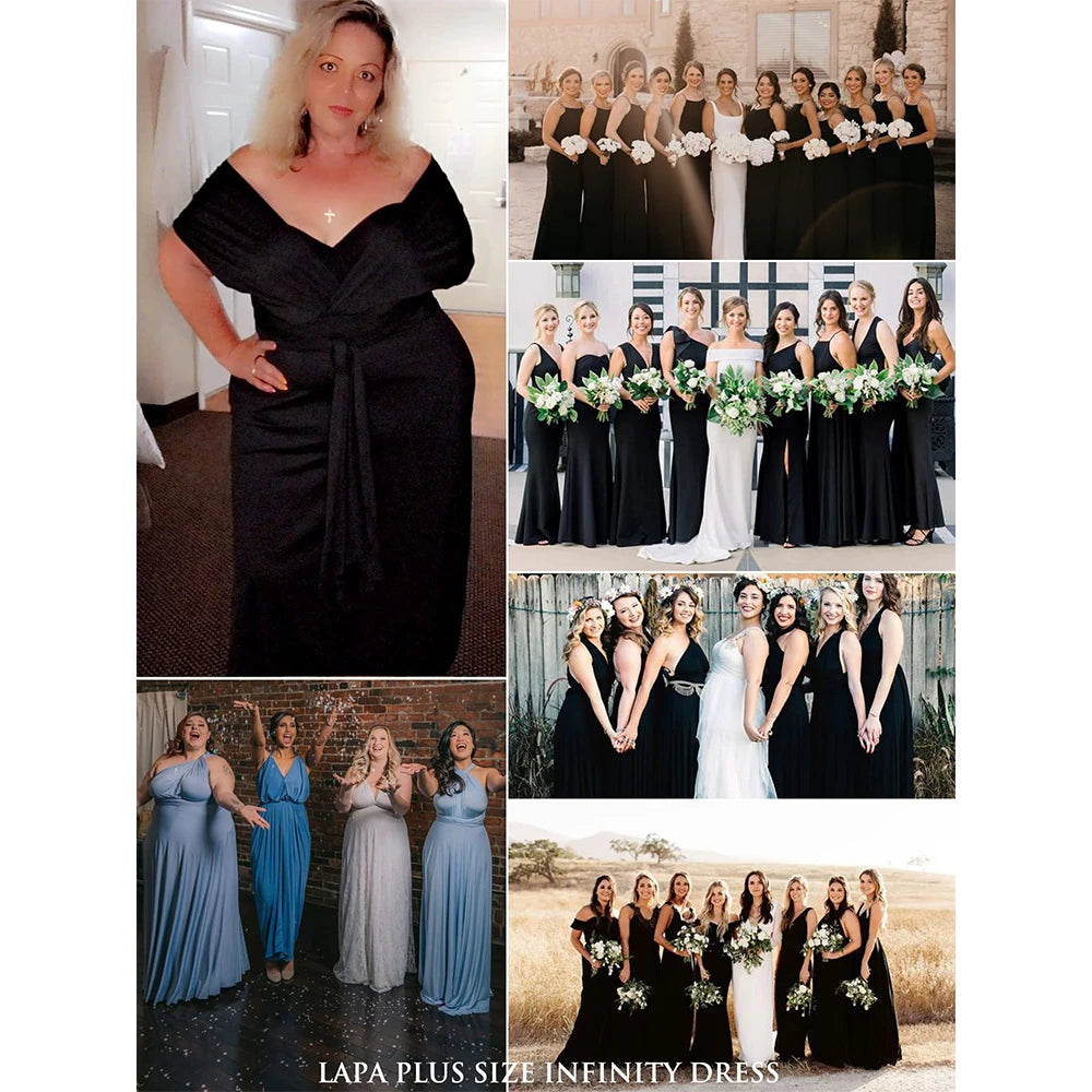 Women Sexy Lacing Up Plus Size Dress Formal Occasion Wedding Bridesmaid Party Dress Multiway Wrap Infinity Style Stunning Dress
