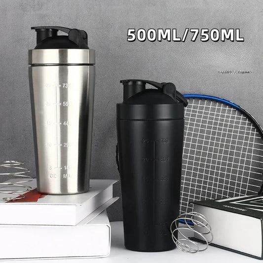 Stainless Steel Protein Shaker Cup Portable Fitness Sports Mug Nutrition Shaker Bottle Water Cup Portable Shaker