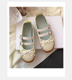Women Flats Bow Ballet Dance Mary Jane Shoes Summer Sandals 2024 Fashion New Brand Dress Designer Casual Shallow Zapatos Mujer