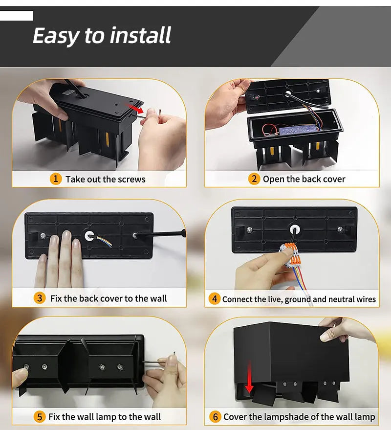 LED Wall Lamp Outdoor Waterproof IP65 Interior Wall Light Porch Garden Lights Living Room Street Corridor Stairs Lighting 24W