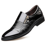 2025Men's Leather Shoes Sharp Pointed Outdoor Anti Slip Flat Fashion Business Zipper Footwear Casual Comfort Male Shoes