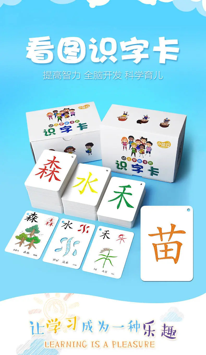 250 Pcs/Set Kid Learning Chinese Language Words Literacy Cards Baby Learning Card Memory Game Educational Toy Card for Kids