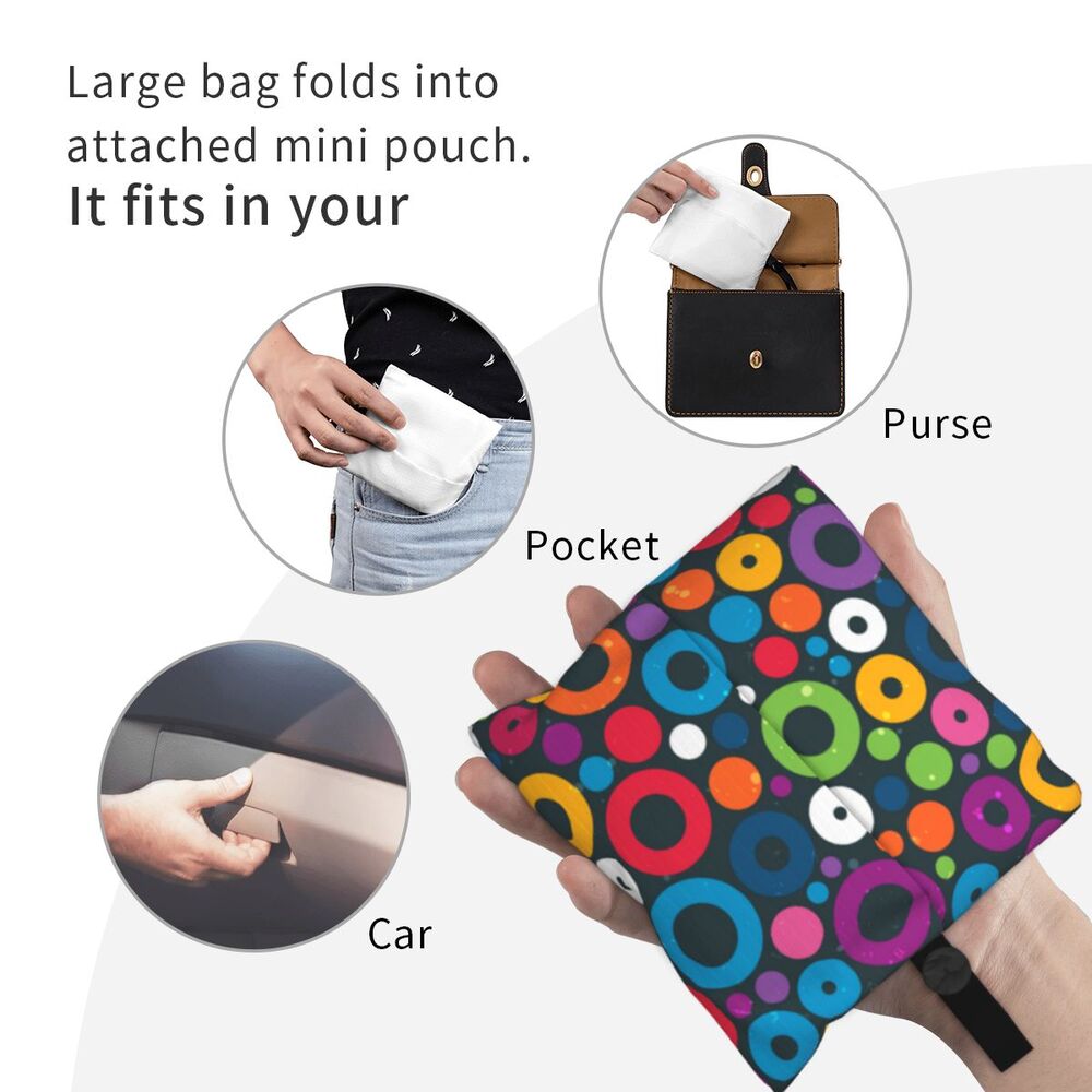 Custom Recycling Classic Black And White Polka Dot Shopping Bag Women Tote Bag Portable Grocery Shopper Bags