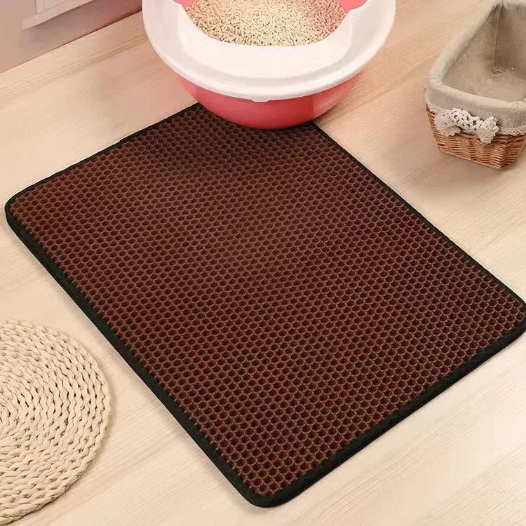 Tapete de areia para gatos com dupla camada Caixa impermeável para animais de estimação Almofada antiderrapante, Cama lavável, Produtos de almofada limpa, Presente