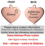 Dog ID Heart Tag Custom Personalized Cat Collar Pendant Engraved Pet Necklace Chain Charm Supplies For Name Products