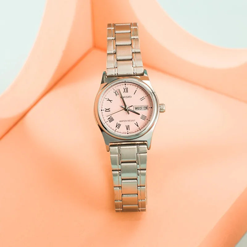 Relógio feminino Casio elegance quartzo - aço inoxidável  calendário duplo resistente a agua 30m