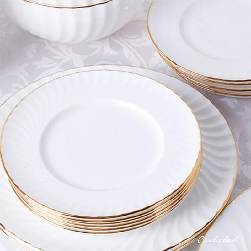 1pc Dish And Plates Bone china Dinner Set China Health Tableware White Ceramic Fruit tray  Soup plate Bowl Dish Gift Porcelain