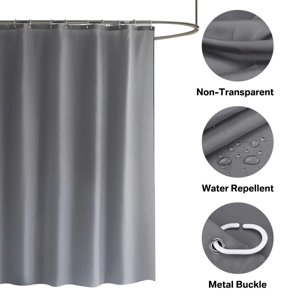 Cortina de ducha de tela sólida resistente, impermeable, para baño, tamaño largo, 230/200 cm, color negro, blanco, gris, marrón y azul.