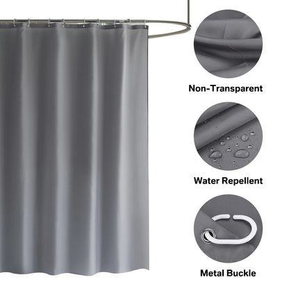 Cortina de ducha de tela sólida resistente, impermeable, para baño, tamaño largo, 230/200 cm, color negro, blanco, gris, marrón y azul.