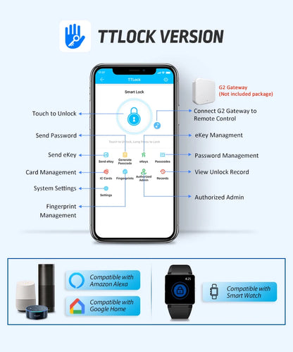 Tuya WIFI Double Side Fingerprint Lock Waterproof Outdoor Gate Passcode Rfid Card Keyless Smart Door Lock