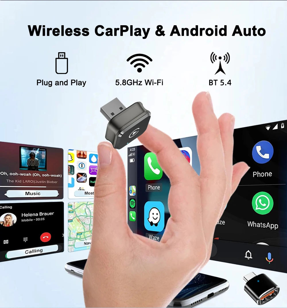 Wireless 2IN1 CarPlay Android Auto Wireless Supermini Box Adapter Plug And Play Dongle Bluetooth WiFi Fast Connect