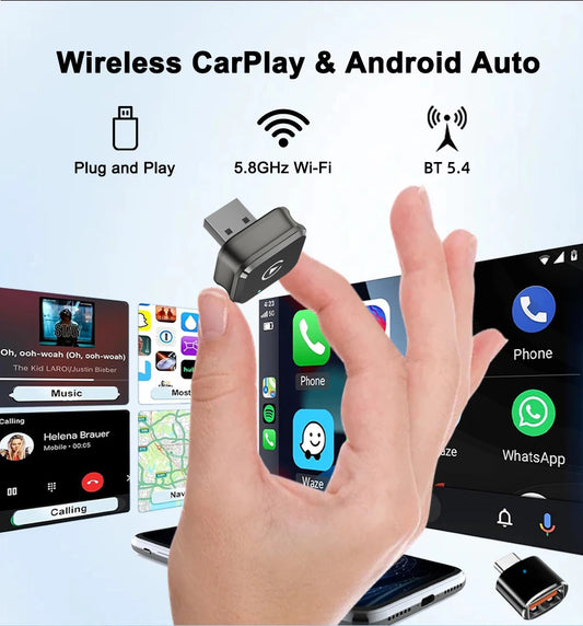 Wireless 2IN1 CarPlay Android Auto Wireless Supermini Box Adapter Plug And Play Dongle Bluetooth WiFi Fast Connect