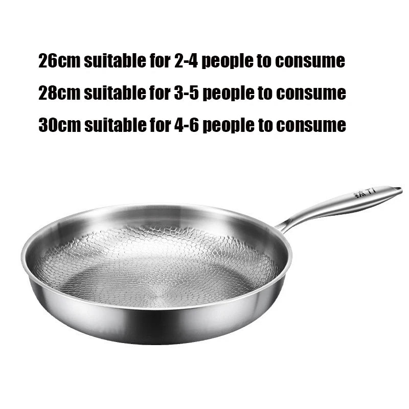 26/28/30cm German Pure Titanium Frying Pan Non-stick Frying Pan Uncoated Fish Scale Hammer Pattern Titanium Alloy Cookware