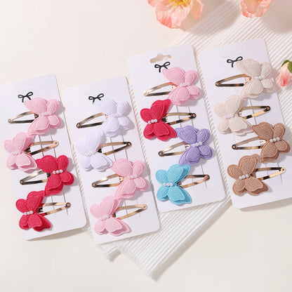 4Pcs/set Cute Baby Girls Knitting Headwear Handmade Crochet Butterfly Alloy Hairs Clips Kids Hairpins Fashion Desgin Headwear