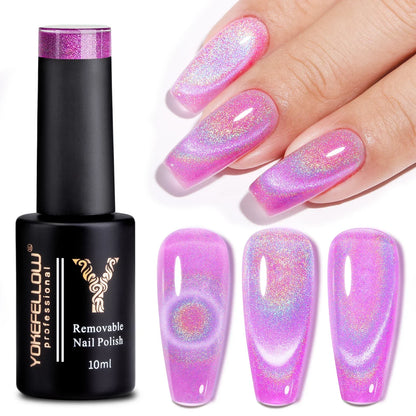 Esmalte de uñas en gel YOKEFELLOW Cat Eye de 10 ml, esmalte de uñas magnético plateado, esmalte de uñas en gel profesional para manicura DIY.