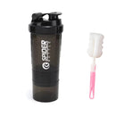 3 Layers Protein Shaker Bottles with Mix Ball Leak Proof Water Bottle for Protein Mixes with Powder Storage and Pill Organizer
