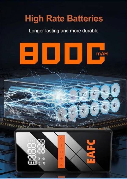 New 150PSI Air Pump Car Battery Emergency Boosters 1200A Car Jump Starter Power Bank Portable Starting Device Car Starter