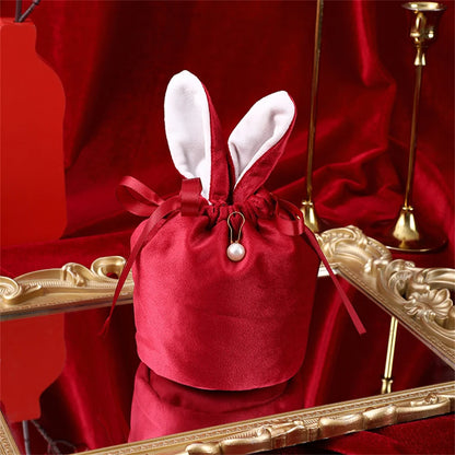 New Rabbit Ears Candy Bag Easter Drawstring Bag Velvet Draw String Candy Bags Gift Packing Bags Party Decoration Drop Shipping