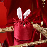 New Rabbit Ears Candy Bag Easter Drawstring Bag Velvet Draw String Candy Bags Gift Packing Bags Party Decoration Drop Shipping