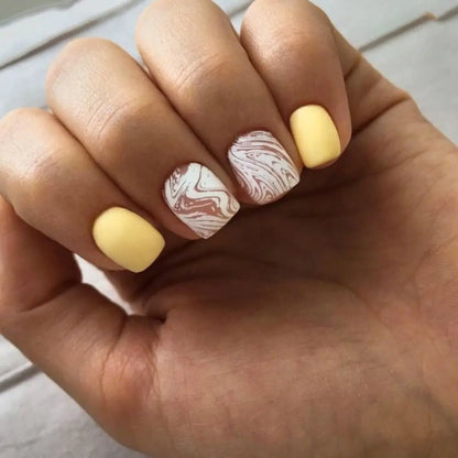 24Pcs/Box Aurora False Nail Detachable Short Round Fake Nails for DIY for Salon French Nail Tips Full Cover Press On Nails