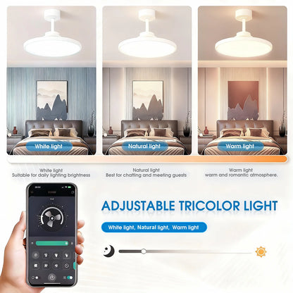 IRALAN Ceiling Lamp Fan Retractable Blades Smart with Remote Control Ceiling Fan with Light Energy Saving Led Living Room Light