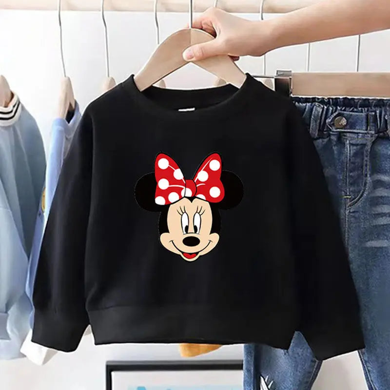 Sudadera de Minnie para niña, de primavera y otoño, holgada, de manga larga, con dibujos animados de Disney, para niños, con cuello redondo