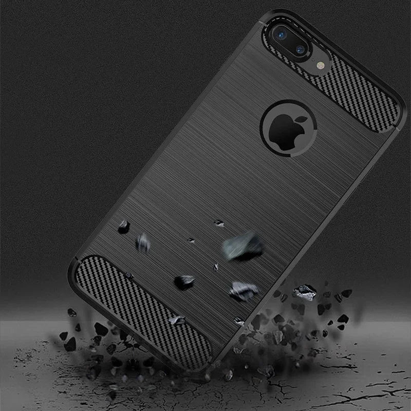 Funda para iPhone 7 8 PLus Funda de silicona TPU Parachoques a prueba de golpes Cubierta de carbono para iPhone 7 8 7P 8P 7Plus 8Plus Funda Capa Coque