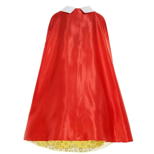 Girl Cosplay Snow White Pricess Dress Yellow Luxury Lace Costume With Cloak Holiday Birthday Party Apple Accessories 2-10Y