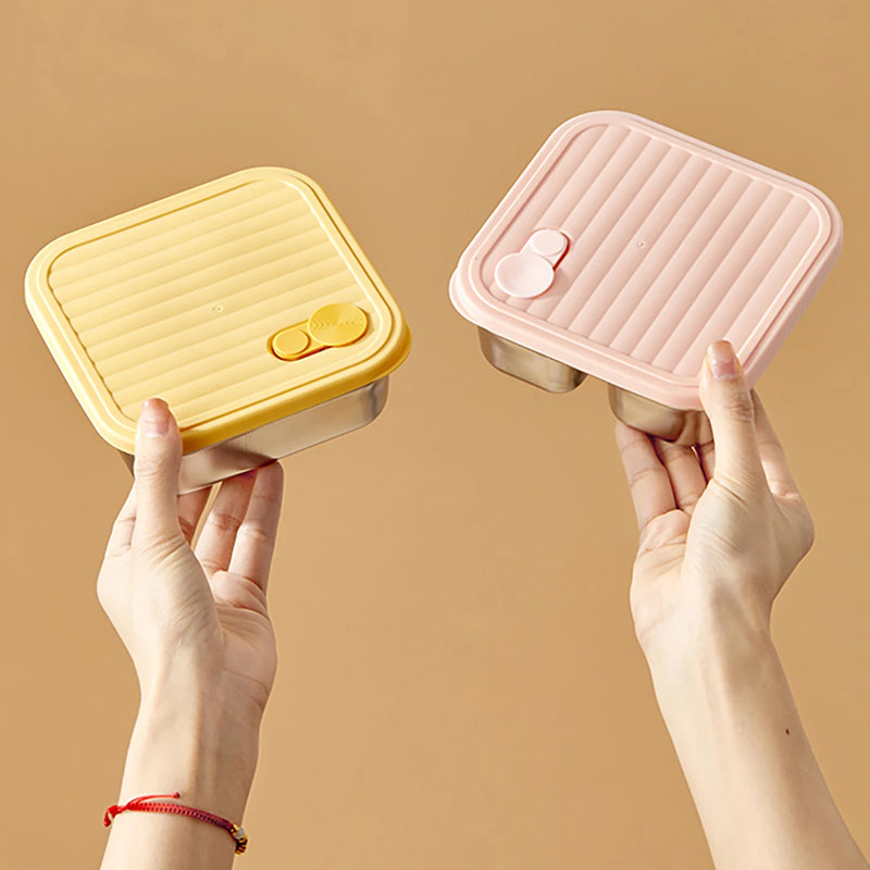 WORTHBUY 304 Stainless Steel Lunch Box With Lid Portable Fruit Salad Food Container Stackable Leak Proof Bento Box For Student