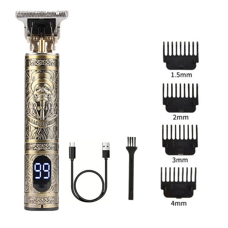 T9 LCD Electric Hair Trimmer Oil Shaving Head Electric Clipper Engraving Electric Clipper Hair Precision Trimmer for Men Care