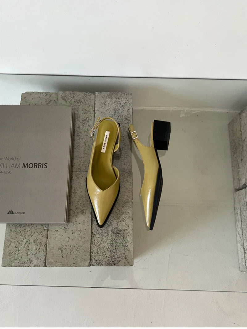 Summer Women's Cover Toe Sandals Elegant Shallow Slip On Shoes Comfort Low Heel Dress Street Style Shoes