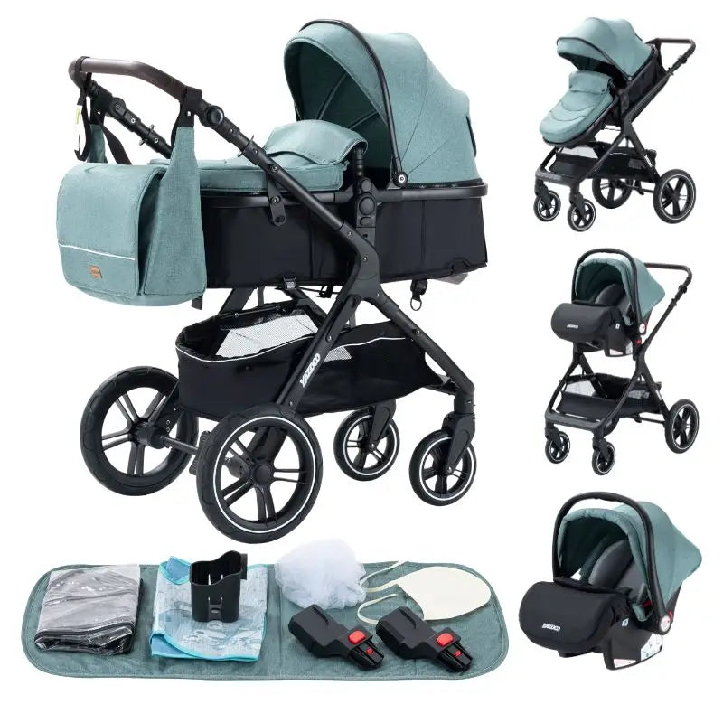 Luxurious Baby Stroller 3 in 1 Portable Travel Baby Carriage Folding Prams High Landscape Aluminum Frame Car for Newborn Baby