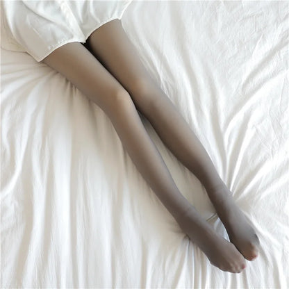 Leggings gruesos de talla grande para invierno, cálidos, de forro polar, sexys, elásticos, translúcidos, térmicos, de terciopelo fino 