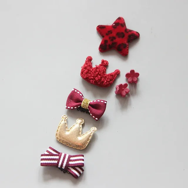 Cartoon Hair Clip Set para Baby Girl, Headband Acessórios, Cross Kid Hair Clip, presilhas, 7Pcs, Set