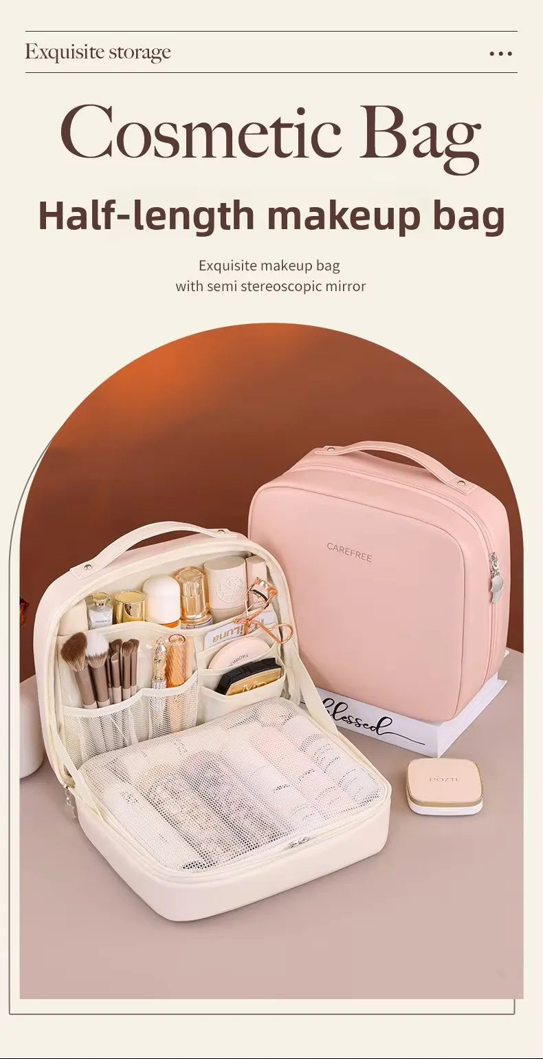 Professional Stand up Cosmetic Bag Large Capacity Travel Toiletry Organizer With Multiple Compartments Portable Storage Pouch
