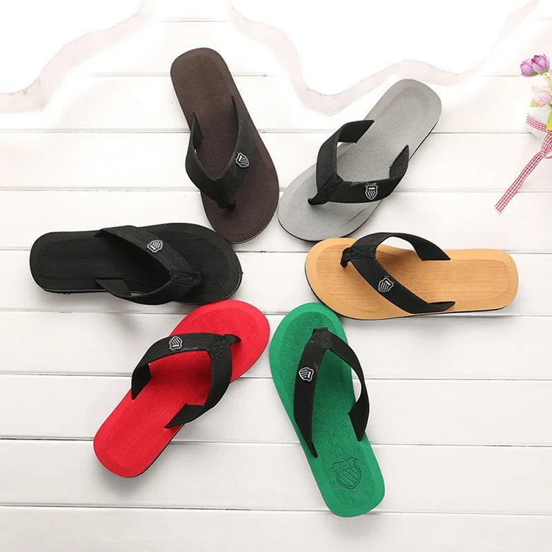 Men's Casual Flip Flops Fashion Beach Shoes Men Summer Non-Slip Flat Slides Men's Slippers Indoor House Shoes Man Male Slipper