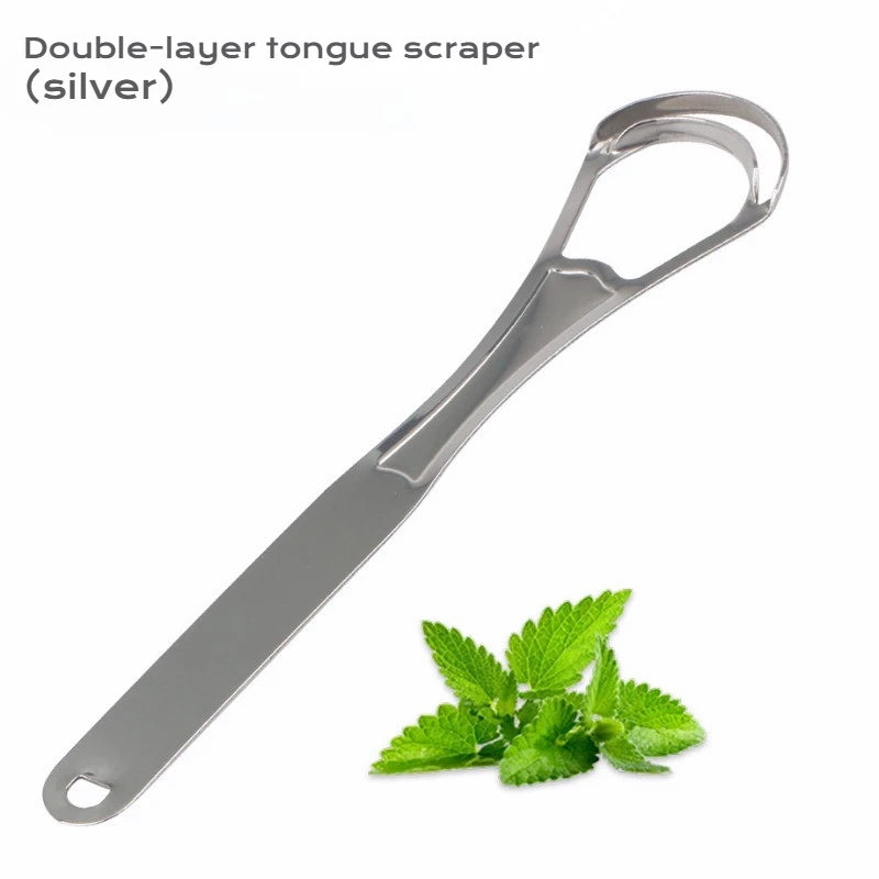 1/2/4 Pcs Reusable Stainless Steel Useful Tongue Scraper Cleaner Fresh Breath Cleaning Coated Tongue Oral Hygiene Care Tools