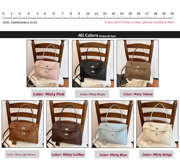 Casual Large Capacity Lychee Pattern Single Shoulder Slant Cross Bag Versatile Underarm Bag Simple Stylish Tote Bag