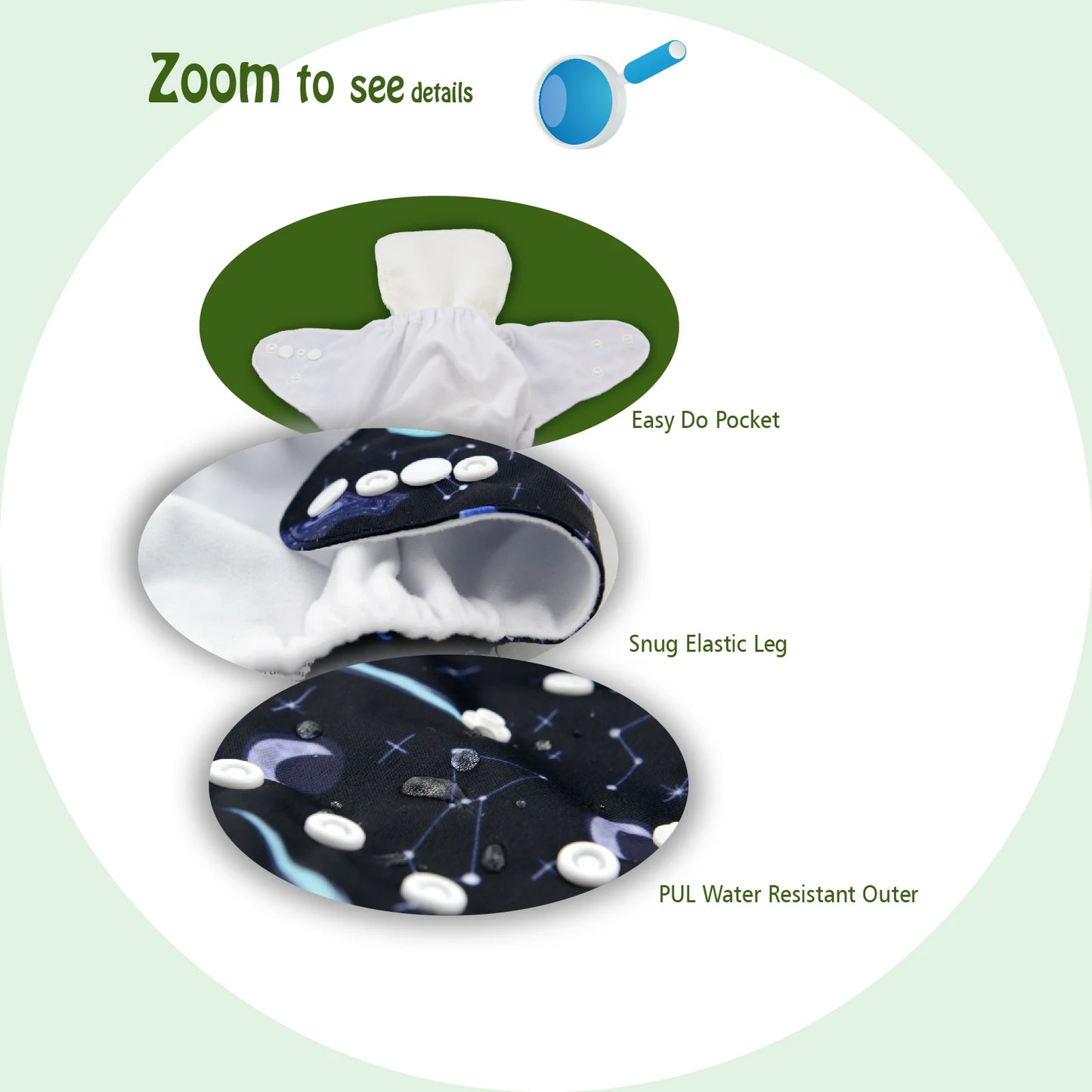 Pañal de tela reutilizable ALVABABY para bebé, lavable, de 3 a 15 kg, con 1 inserto de microfibra.