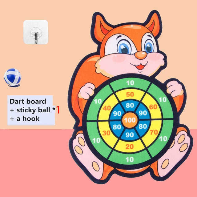 Placa de dardo animal dos desenhos animados para crianças, bola pegajosa, brinquedos educativos interativos para o bebê, criança montessori, 2 a 4 anos