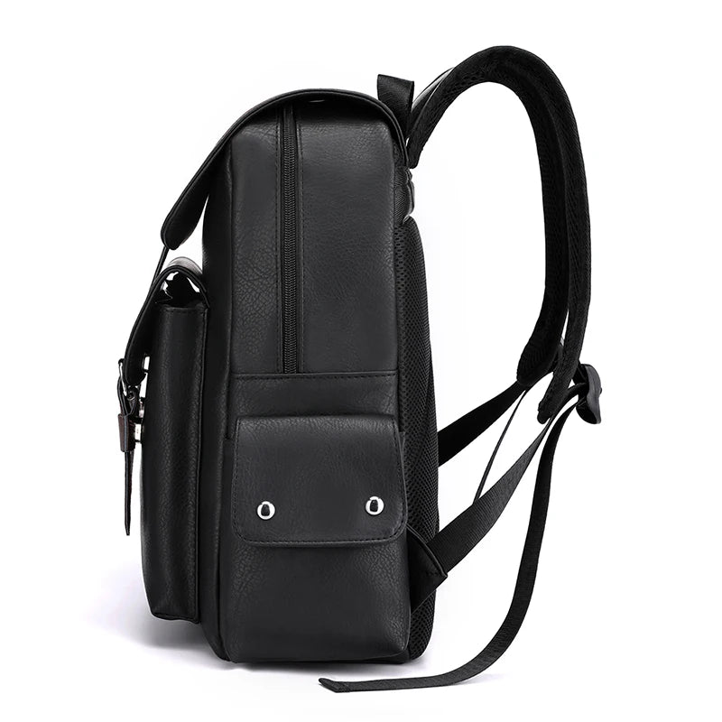 Mochila de piel sintética para hombre, mochila grande para portátil, mochila negra para adolescentes y niños, mochila marrón, 2023