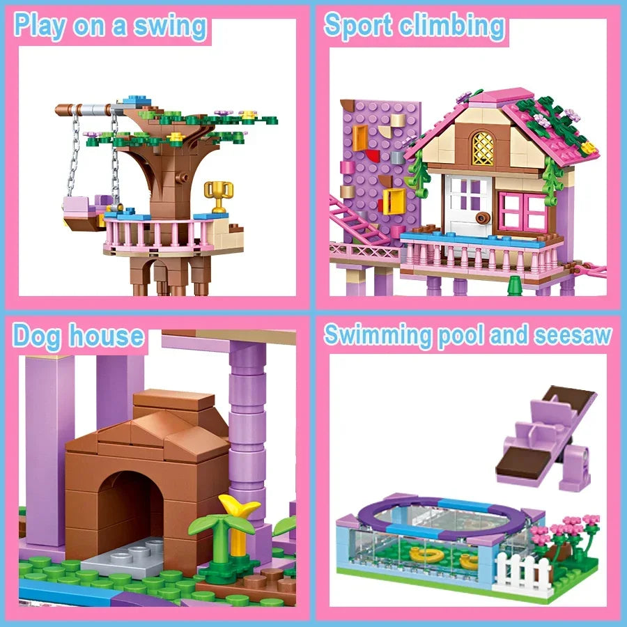 Friends City Tree House Summer Holiday Villa Castle Building Blocks Sets Garden Model DIY Toys Kids Girl Boy Child Birthday Gift