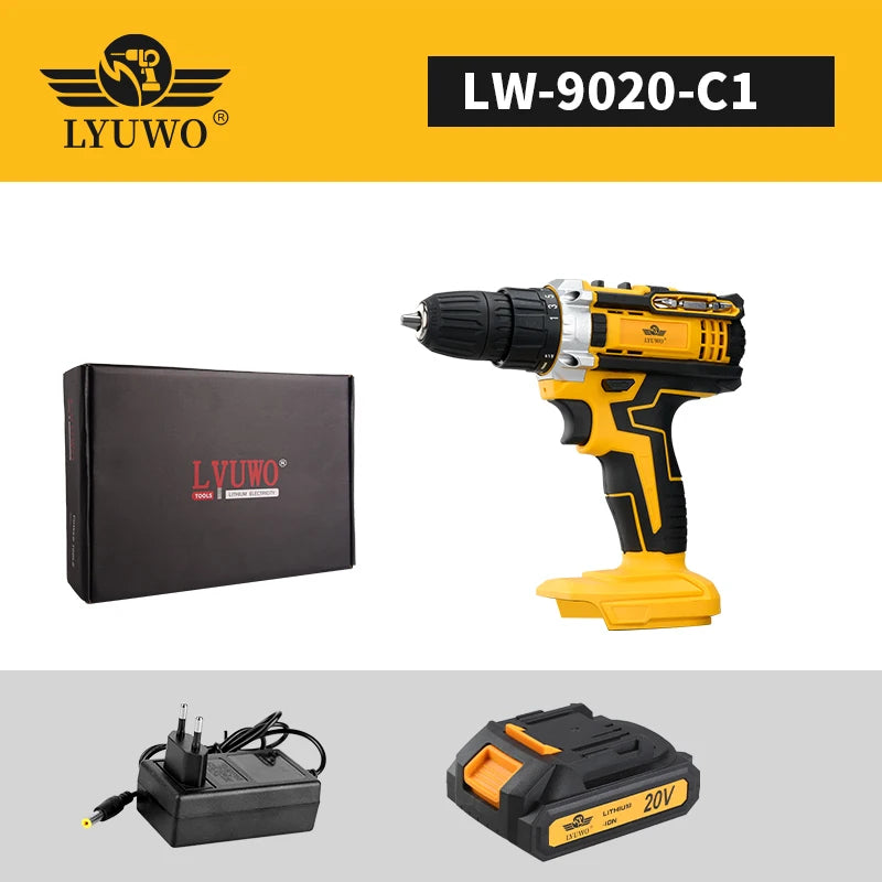LYUWO Rechargeable Electric Hand Drill, Pistol Drill, Electric Screwdriver, Household Impact Hand Drill Tool,Use MT Battery