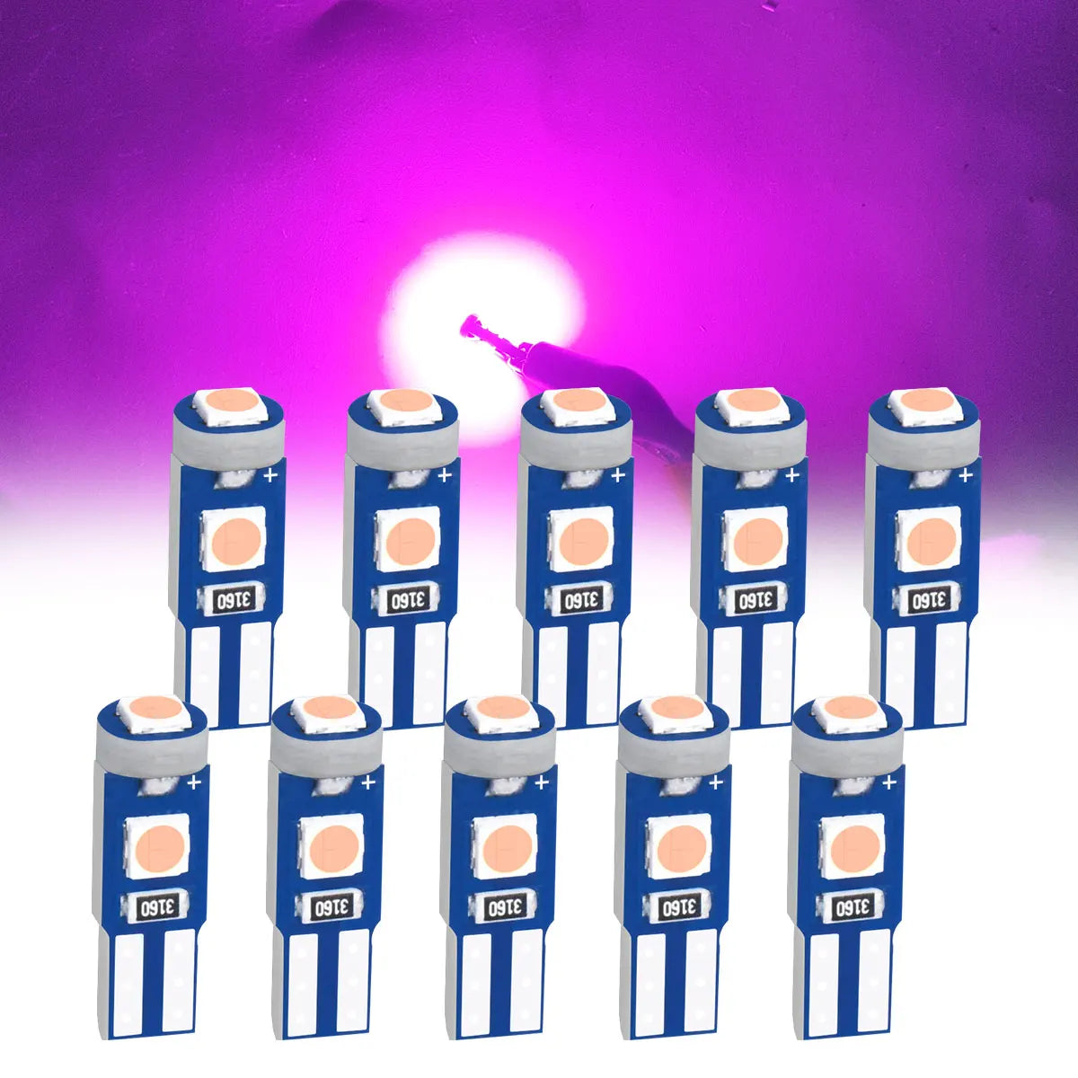 High Brightness 3030 Chips 10Pcs of T5 Led Bulb W3W W1.2W Play and Plug Car Interior Lights Auto Instrument Lamp 12V/24V