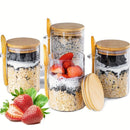 1/2/3/4pcs Airtight Glass Jars with Bamboo Lids and Spoons 18oz Transparent Glass Bulk Food Storage Jar for Spices, Beans, Tea